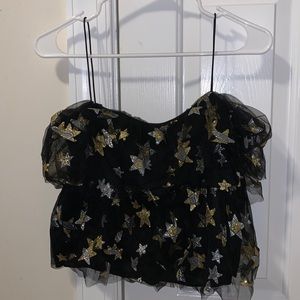 *NWT* Storets ruffled glitter evie star slip top